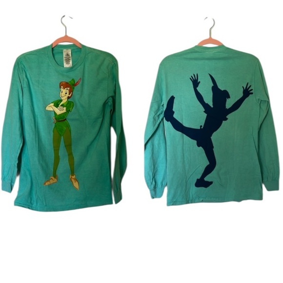NWOT Disney Parks Peter Pan Long Sleeve Double sided Crew Neck Tee Size S - Picture 1 of 7
